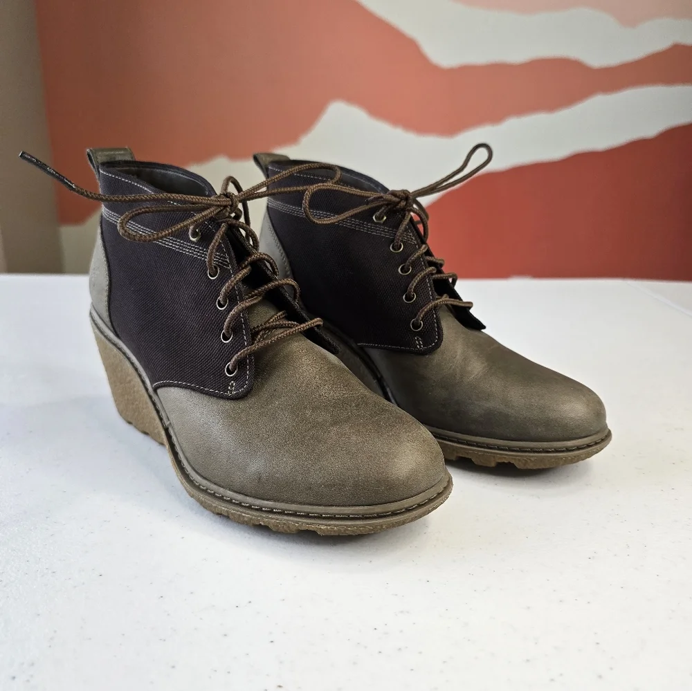 Timberland Earthkeepers Amston Wedge Ankle Boots‎ Gray Black Women 7
